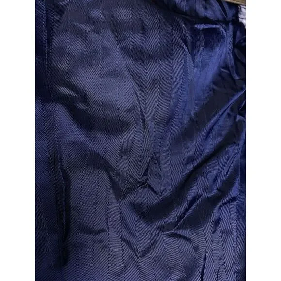 Ermenegildo Zegna Su Misura‎ Mens Sport Coat Navy Blue Stripes 46R Wool Silk